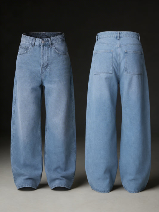 Blue-Baggy Fit Denim Pants
